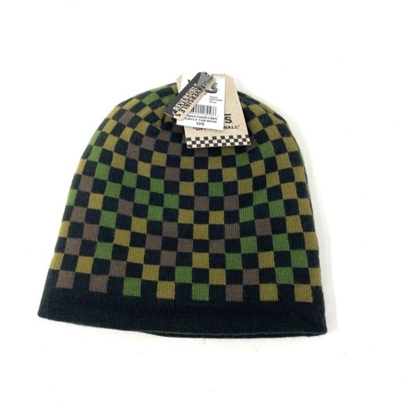 VANS Circle Tab Beanie Checker Green Black Knit Hat One Size VN0A7UDECMA - Picture 4 of 5